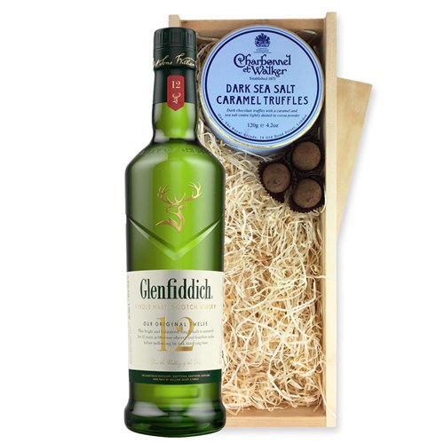Glenfiddich 12 Year Old Whisky 70cl And Dark Sea Salt Charbonnel Chocolates Box